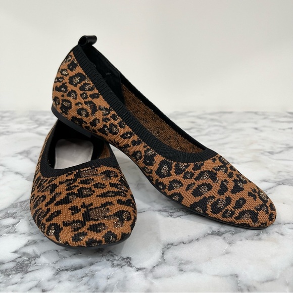 Sanctuary Social Smart Creation Leopard Knit Recycled Ballet Flats Size 7.5 - Picture 2 of 9